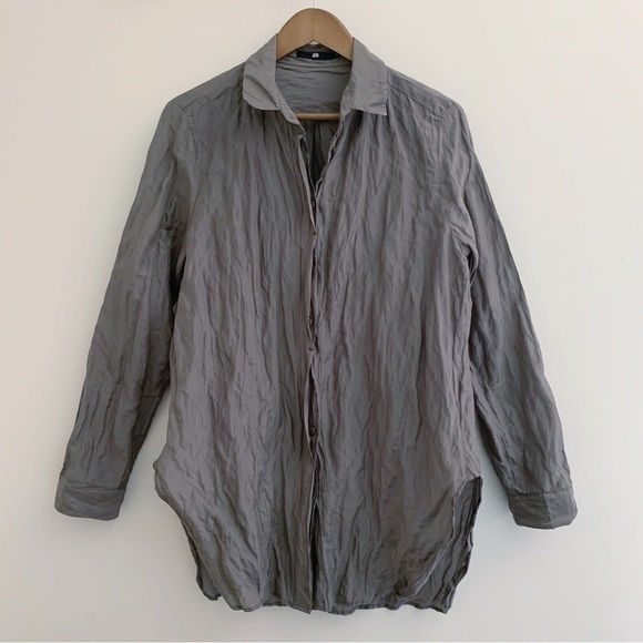 Jarbo Cotton Silk Blend Button Front Shirt 2 US 6 Grey - Picture 8 of 8